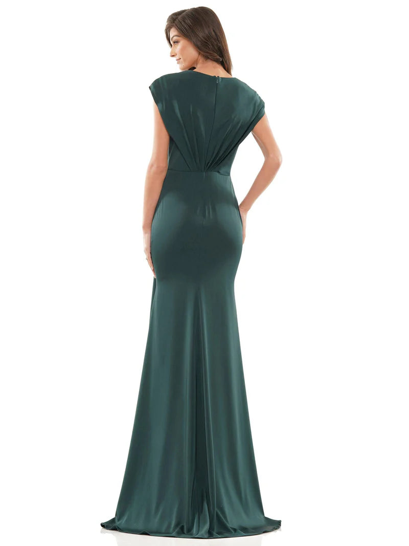 Elegant Mermaid V Neck Cap Sleeves Back Zipper Floor Length Formal Evening Prom Dress