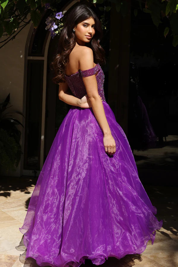 Elegant Off The Shoulder Beaded Corset Tulle A Line Prom Dress With 3D Floral Detail For Formal Evening