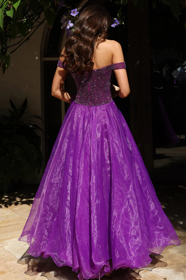 Elegant Off The Shoulder Beaded Corset Tulle A Line Prom Dress With 3D Floral Detail For Formal Evening