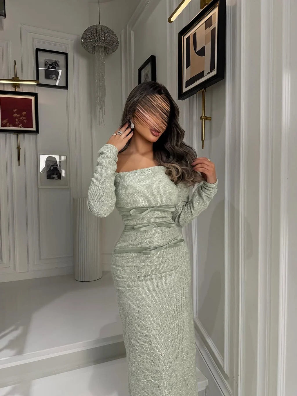 Elegant Off The Shoulder Long Sleeve Bow Detail Textured Knit Bodycon Maxi Prom Dress For Formal Evening Gala Cocktail Party Wedding Guest
