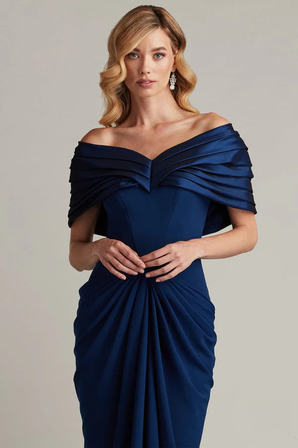 Elegant Off The Shoulder Pleated Ruffle Sleeve Ruched Bodycon Maxi Prom Dress For Formal Evening Mother Of The Bride