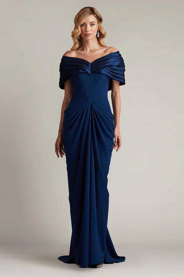 Elegant Off The Shoulder Pleated Ruffle Sleeve Ruched Bodycon Maxi Prom Dress For Formal Evening Mother Of The Bride