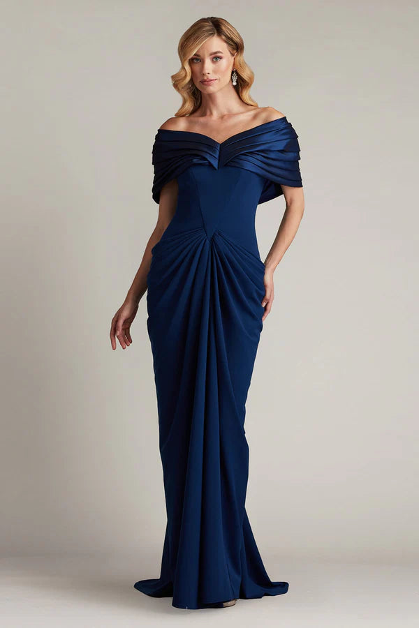 Elegant Off The Shoulder Pleated Ruffle Sleeve Ruched Bodycon Maxi Prom Dress For Formal Evening Mother Of The Bride