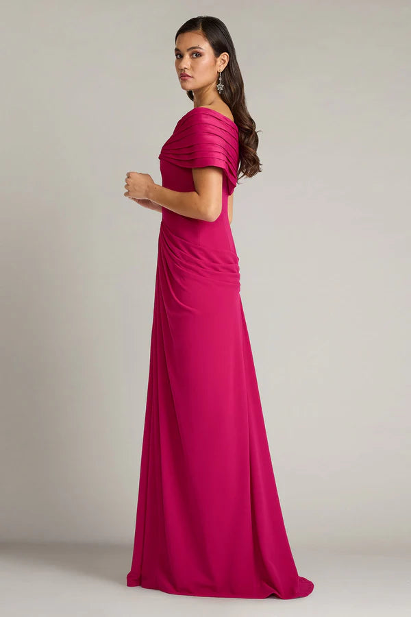 Elegant Off The Shoulder Pleated Ruffle Sleeve Ruched Bodycon Maxi Prom Dress For Formal Evening Mother Of The Bride