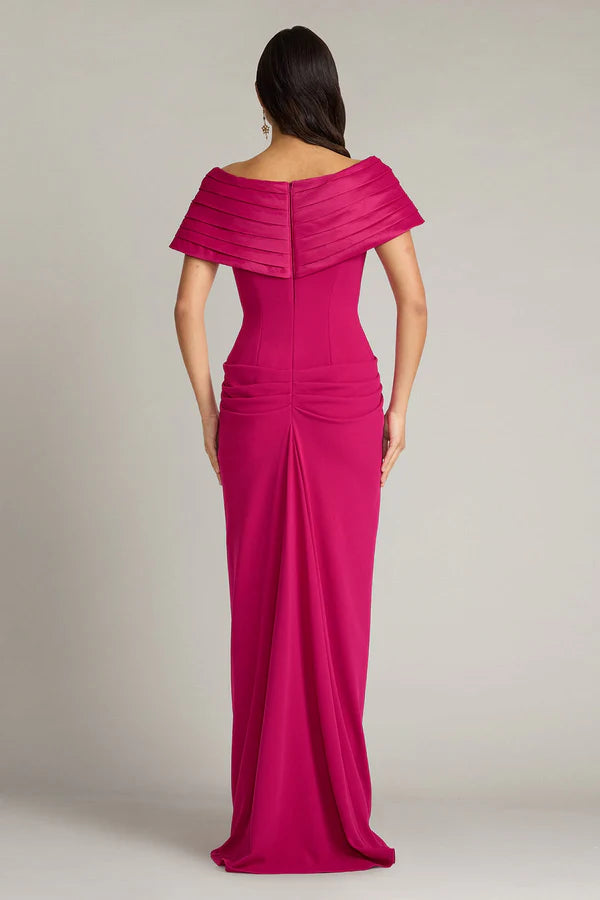 Elegant Off The Shoulder Pleated Ruffle Sleeve Ruched Bodycon Maxi Prom Dress For Formal Evening Mother Of The Bride