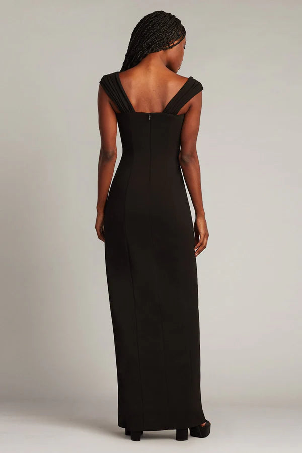 Elegant Off The Shoulder Ruched Bodice Rhinestone Detail Bodycon Maxi Prom Dress With Slit For Formal Evening Wedding Guest