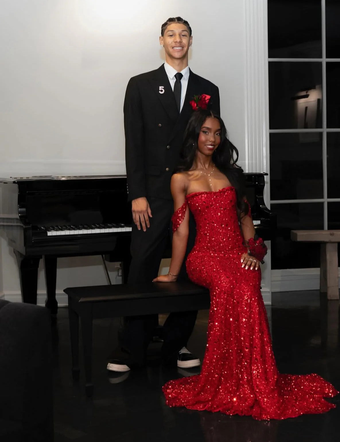 Elegant Off The Shoulder Sequin Mermaid Lace Up Back Prom Dress