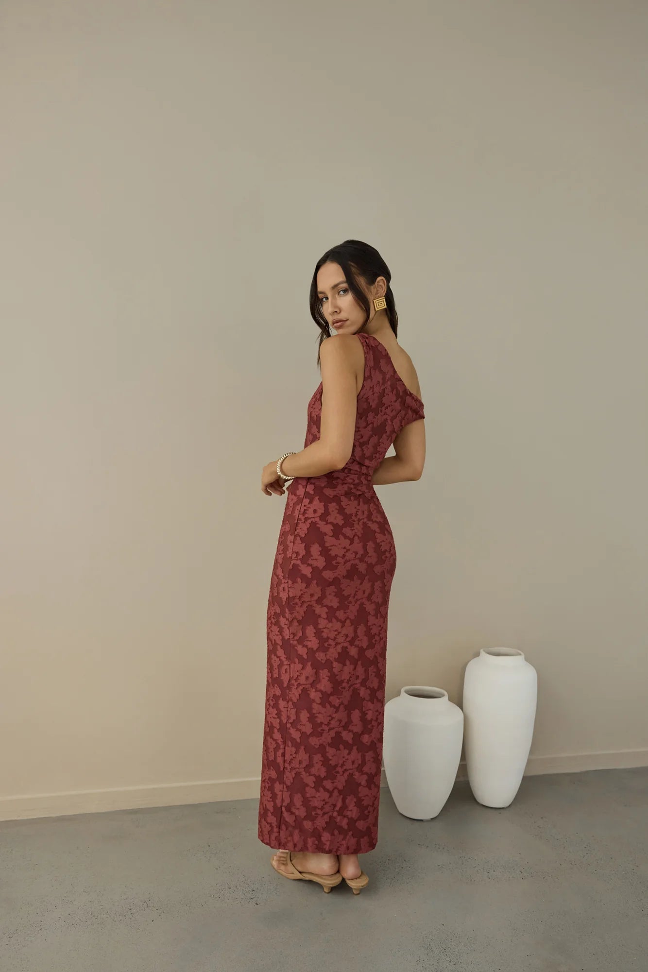 Elegant One Shoulder Ruched Side Split Floral Print Bodycon Maxi Prom Dress For Wedding Guest Bridal Shower Formal Evening