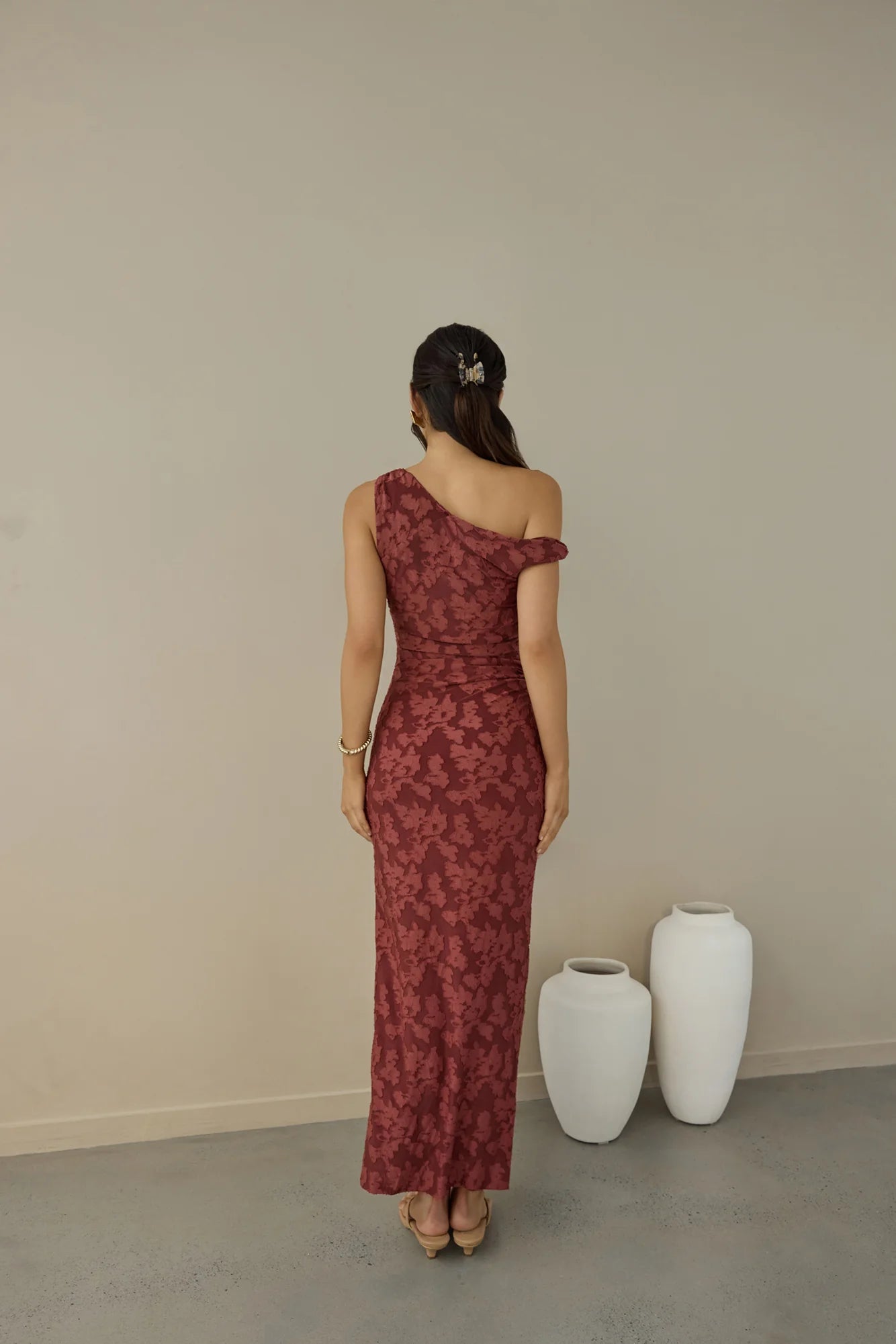 Elegant One Shoulder Ruched Side Split Floral Print Bodycon Maxi Prom Dress For Wedding Guest Bridal Shower Formal Evening