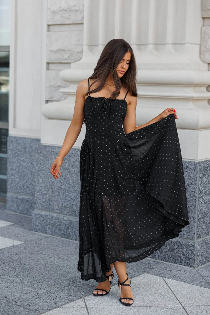 Elegant Sleeveless V Neck Scallop Trim Nautical Print Maxi Prom Dress For Wedding Guest Bridal Shower Formal Evening