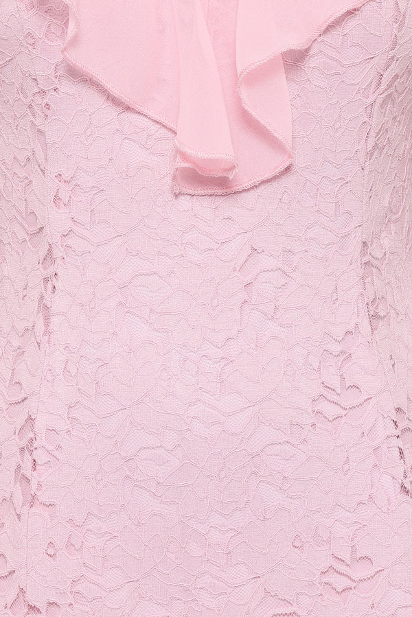 Elegant Spaghetti Strap Ruffle Trim Lace Maxi Prom Dress With High Slit For Formal Evening Wedding Guest Bridesmaid Cocktail Party