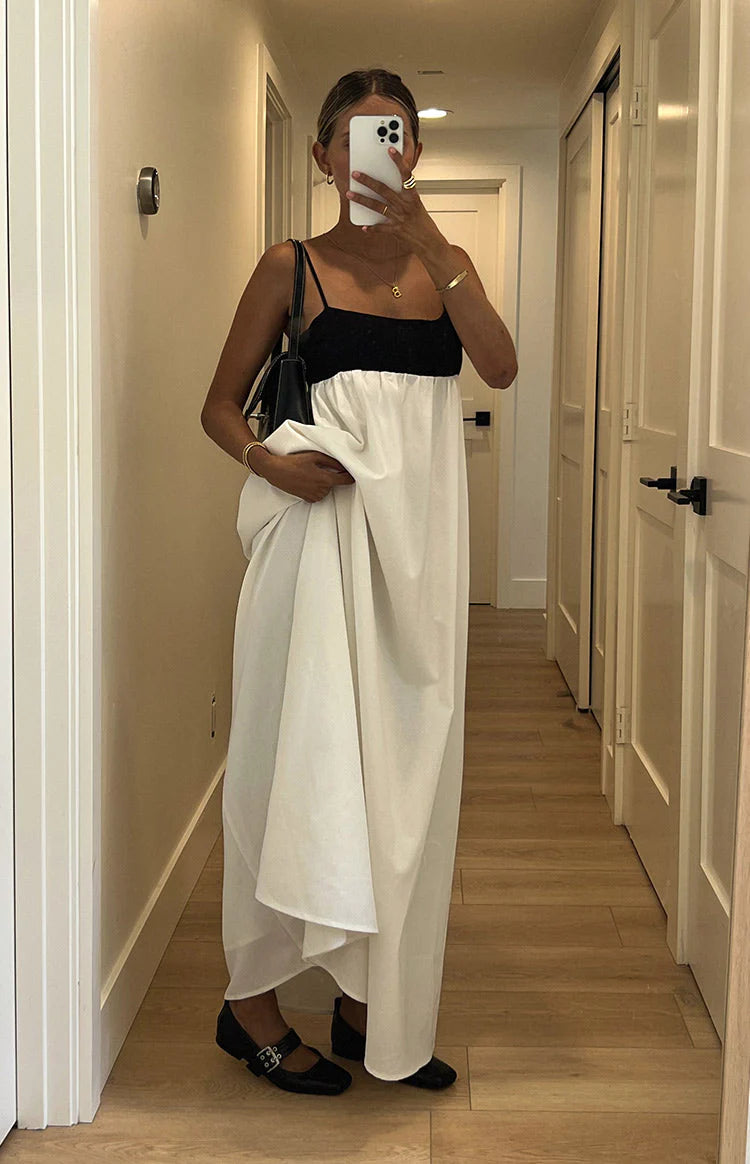 Elegant Spaghetti Strap Square Neck Open Back Adjustable Strap Color Block A Line Maxi Evening Dress For Formal Evening Gala Wedding Guest Bridesmaid