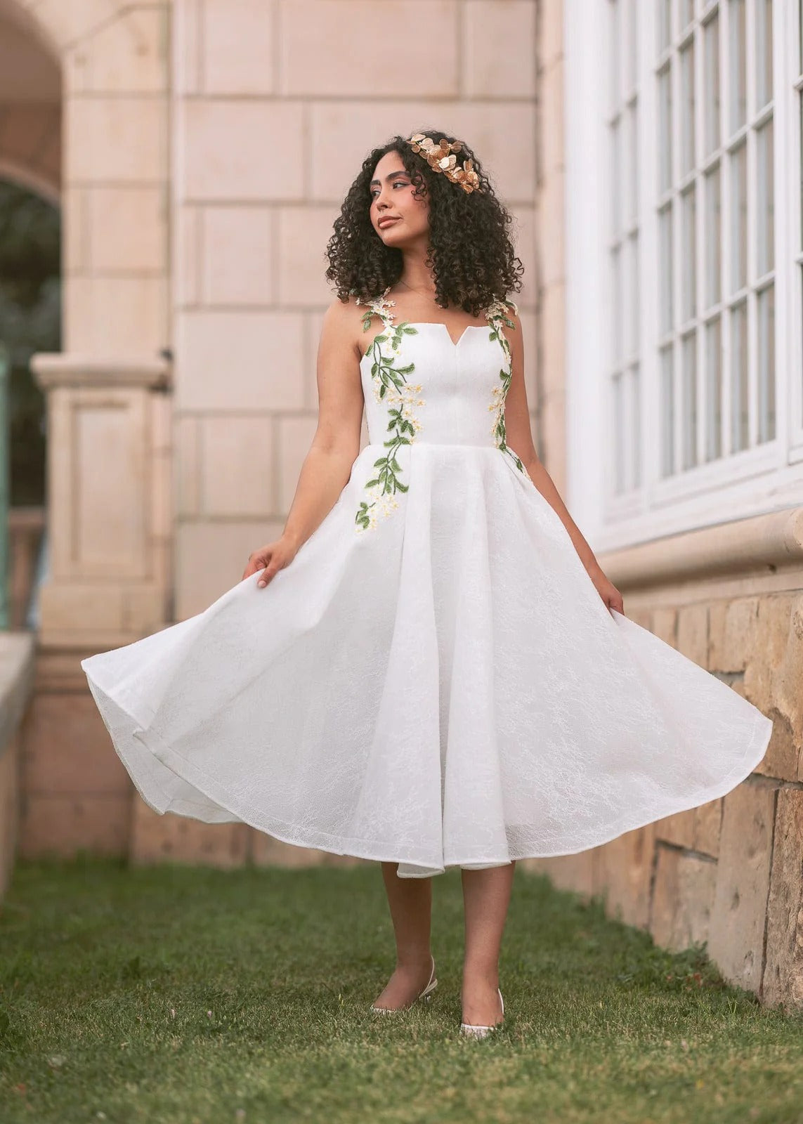Elegant Spaghetti Strap V Neck Floral Embroidery Tulle A Line High Low Midi Evening Dress For Formal Evening Prom Wedding Guest Bridesmaid Cocktail Party Gala