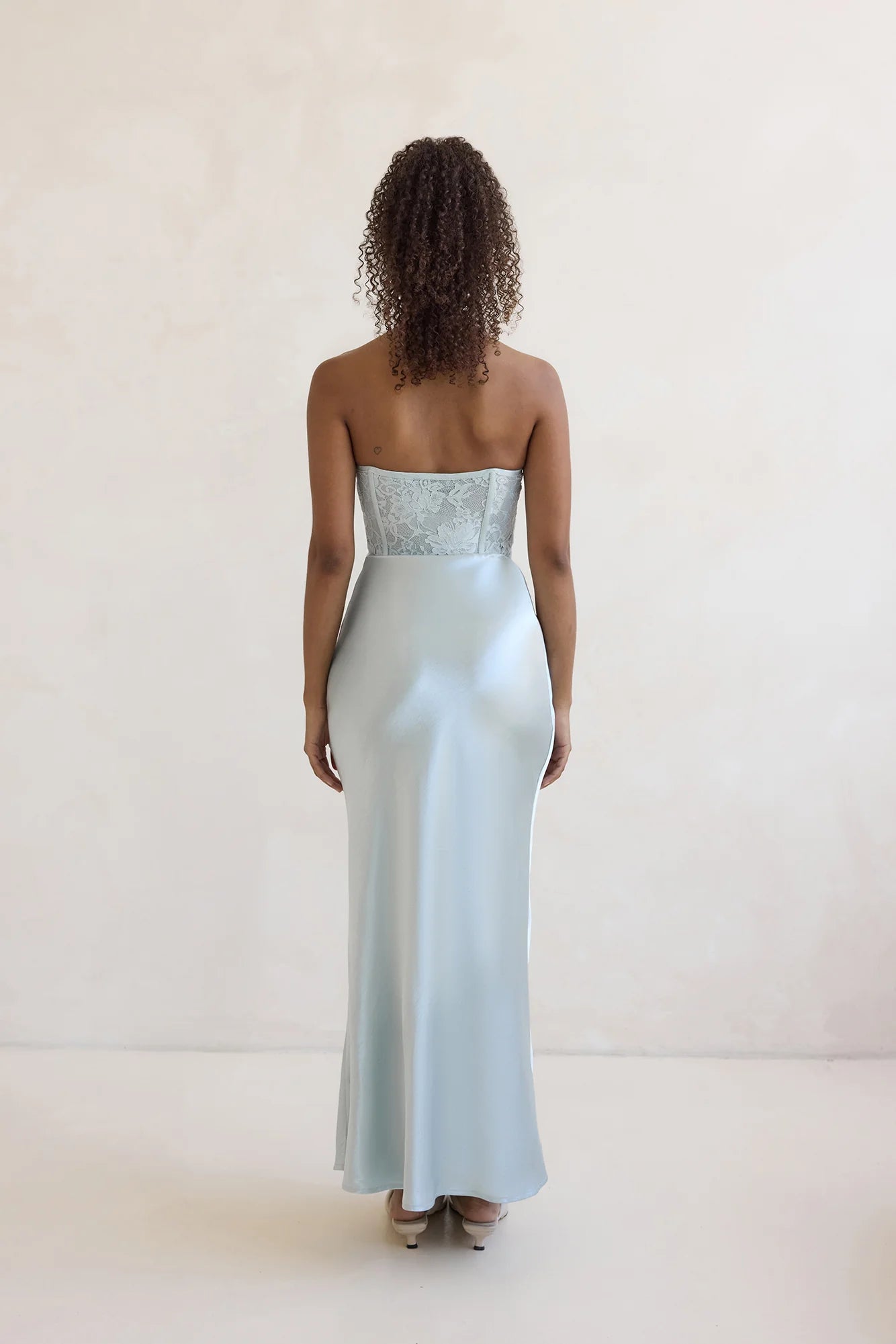 Elegant Strapless Lace Corset Draped Waist Satin Maxi Prom Dress For Formal Evening Wedding Guest Bridesmaid Cocktail Party