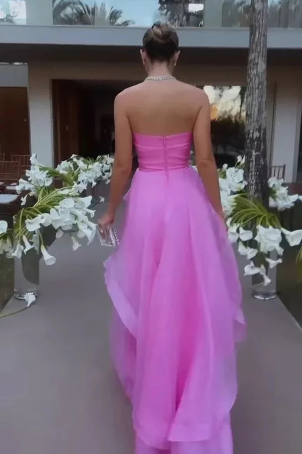Elegant Strapless Layered Prom Dresses Long Formal Gowns