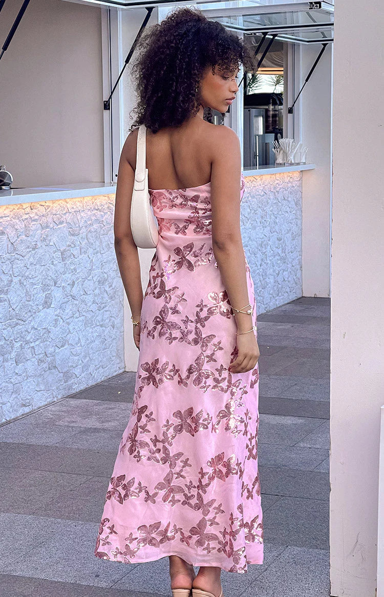 Elegant Strapless Metallic Floral Print Bodycon Maxi Prom Dress For Bachelorette Party Bridal Shower Wedding Guest Birthday Celebration