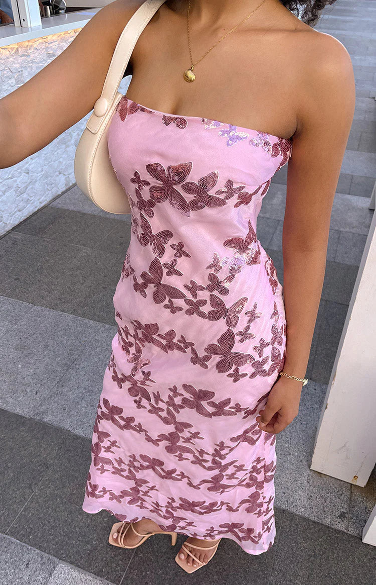 Elegant Strapless Metallic Floral Print Bodycon Maxi Prom Dress For Bachelorette Party Bridal Shower Wedding Guest Birthday Celebration
