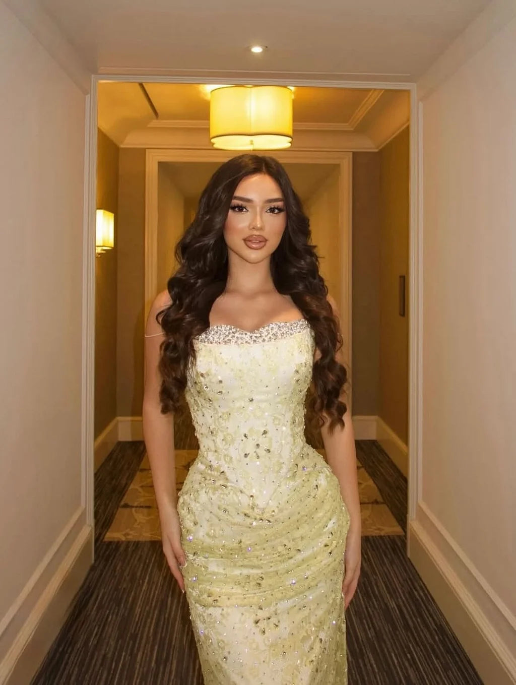 Elegant Strapless Sweetheart Neck Beaded Lace Ruched Bodycon Mermaid Maxi Prom Dress For Formal Evening Gala Wedding Guest Bridesmaid