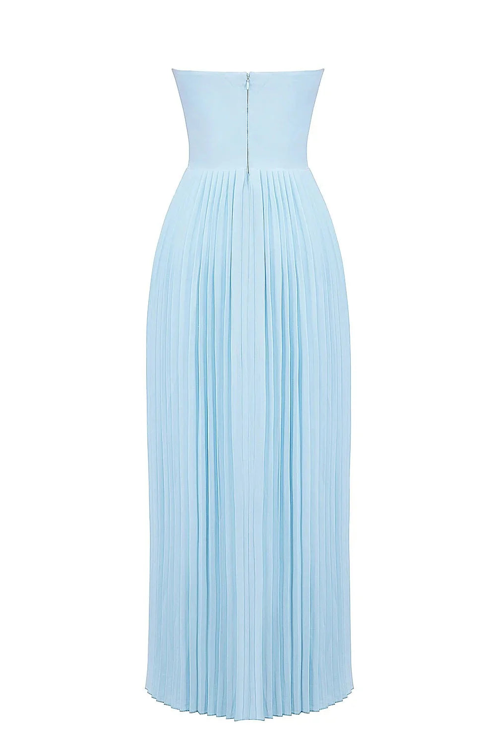 Elegant Strapless Sweetheart Pleated Chiffon Maxi Prom Dress For Formal Evening Beach Wedding Guest