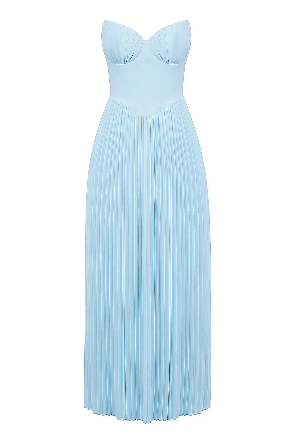 Elegant Strapless Sweetheart Pleated Chiffon Maxi Prom Dress For Formal Evening Beach Wedding Guest