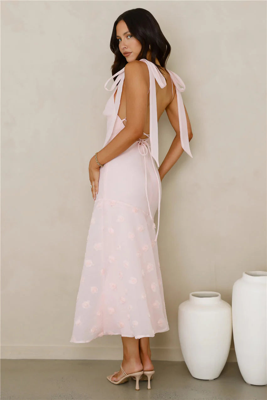 Elegant V Neckline Tie Shoulder Straps Open Back Lace Up Detail 3D Floral Applique Mermaid Maxi Evening Dress For Formal Evening Prom Wedding Guest Bridesmaid Beach Wedding Cocktail Party Gala