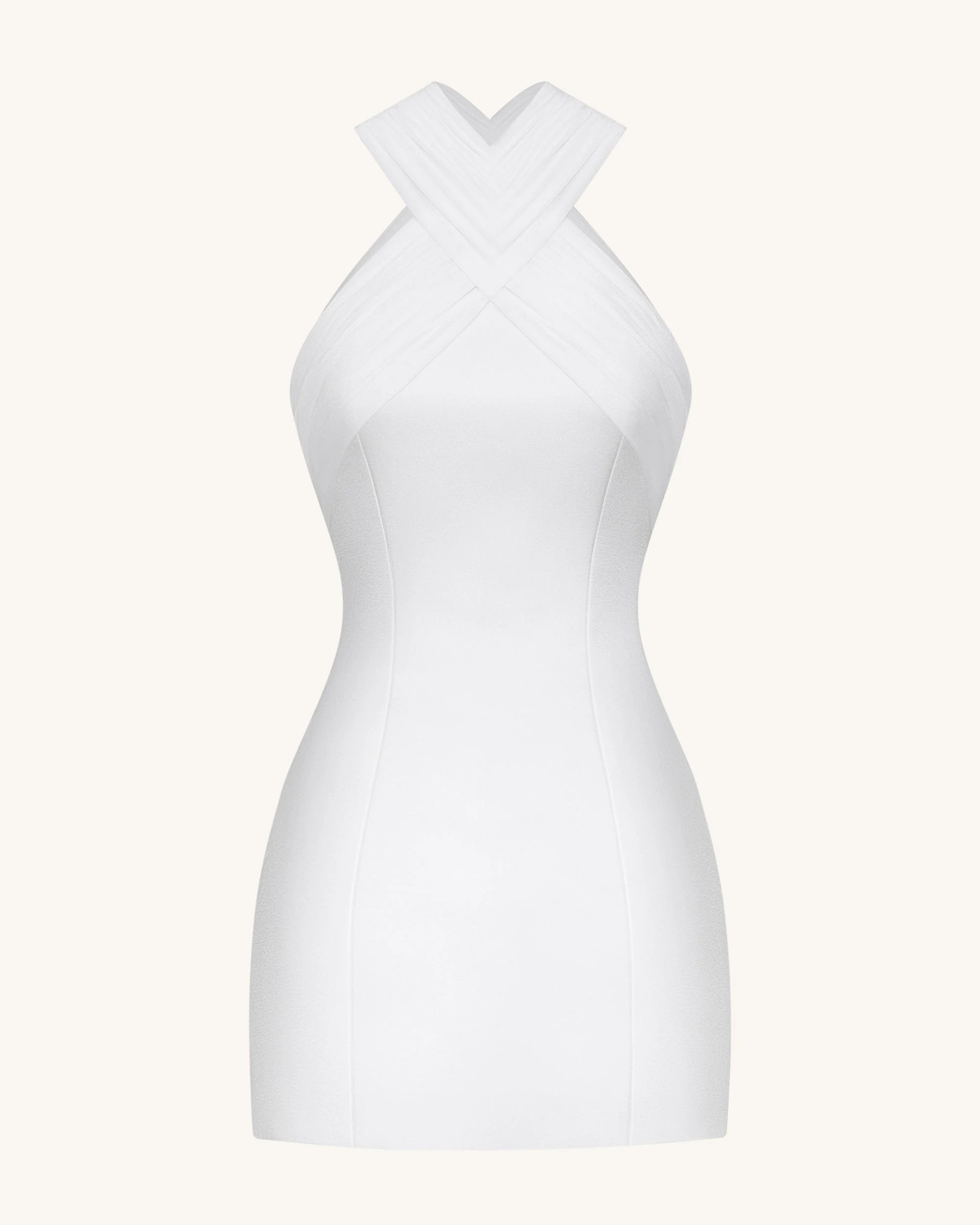 Elegant A-Line Convertible Halter Ruched White Mini Homecoming Dress Women's