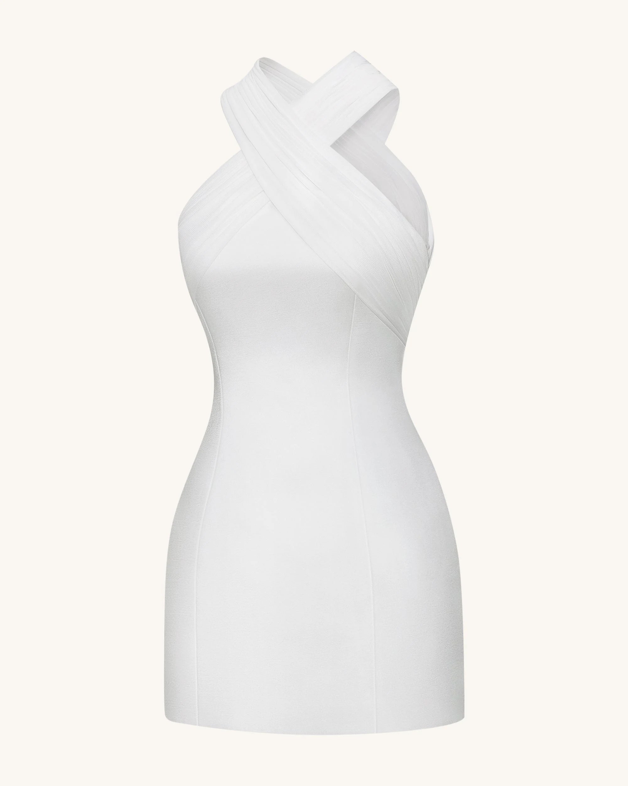 Elegant A-Line Convertible Halter Ruched White Mini Homecoming Dress Women's