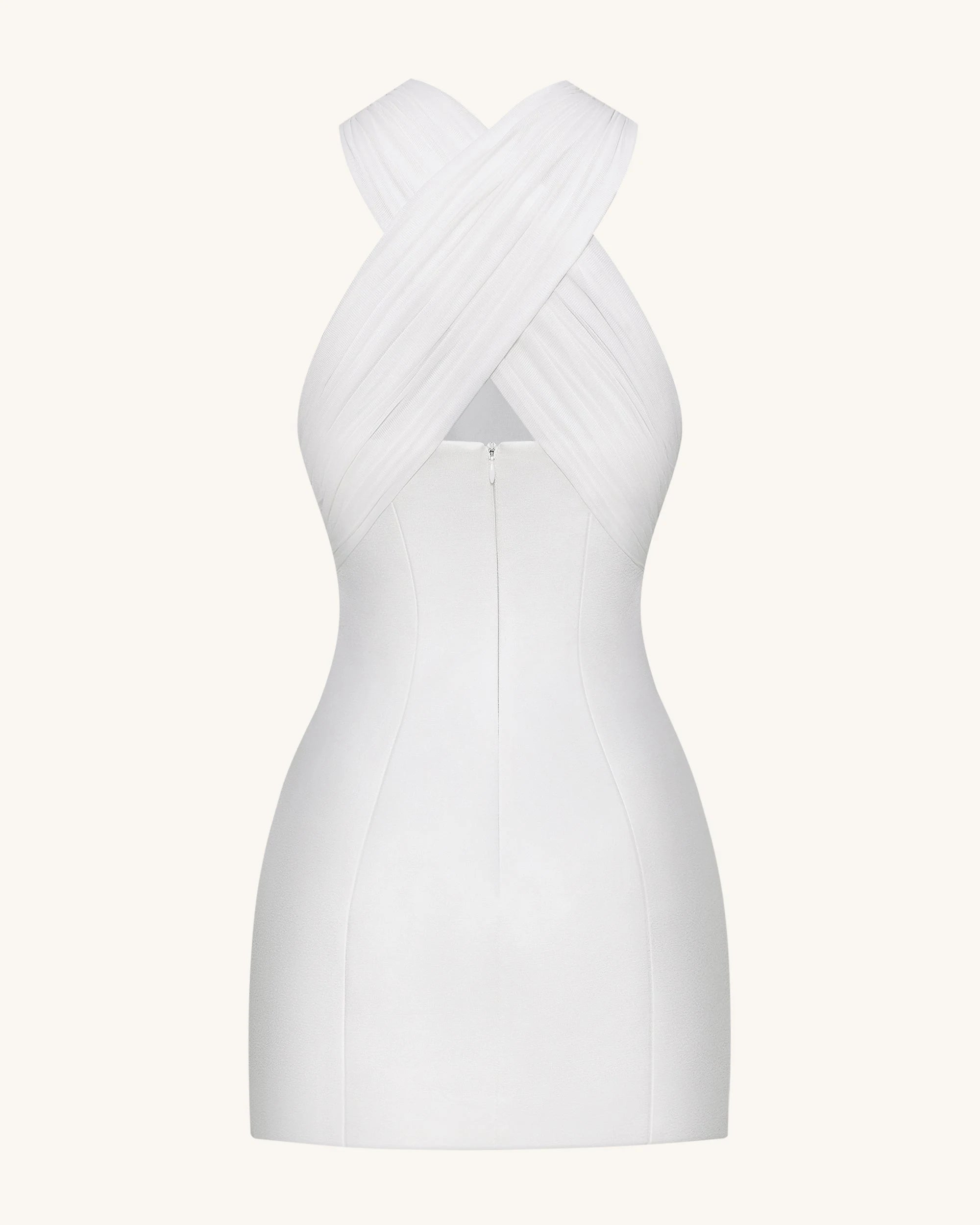 Elegant A-Line Convertible Halter Ruched White Mini Homecoming Dress Women's