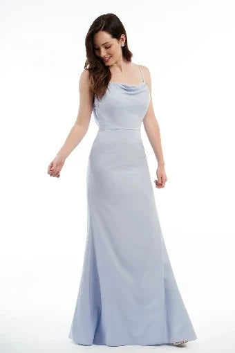 Elegant A-Line Cowl Neck Sleeveless Draped Backless Periwinkle Blue Floor-Length Prom Dress