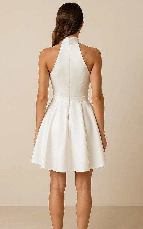 Elegant A-Line Halter Sleeveless Chic White Short Homecoming Dresses For Women