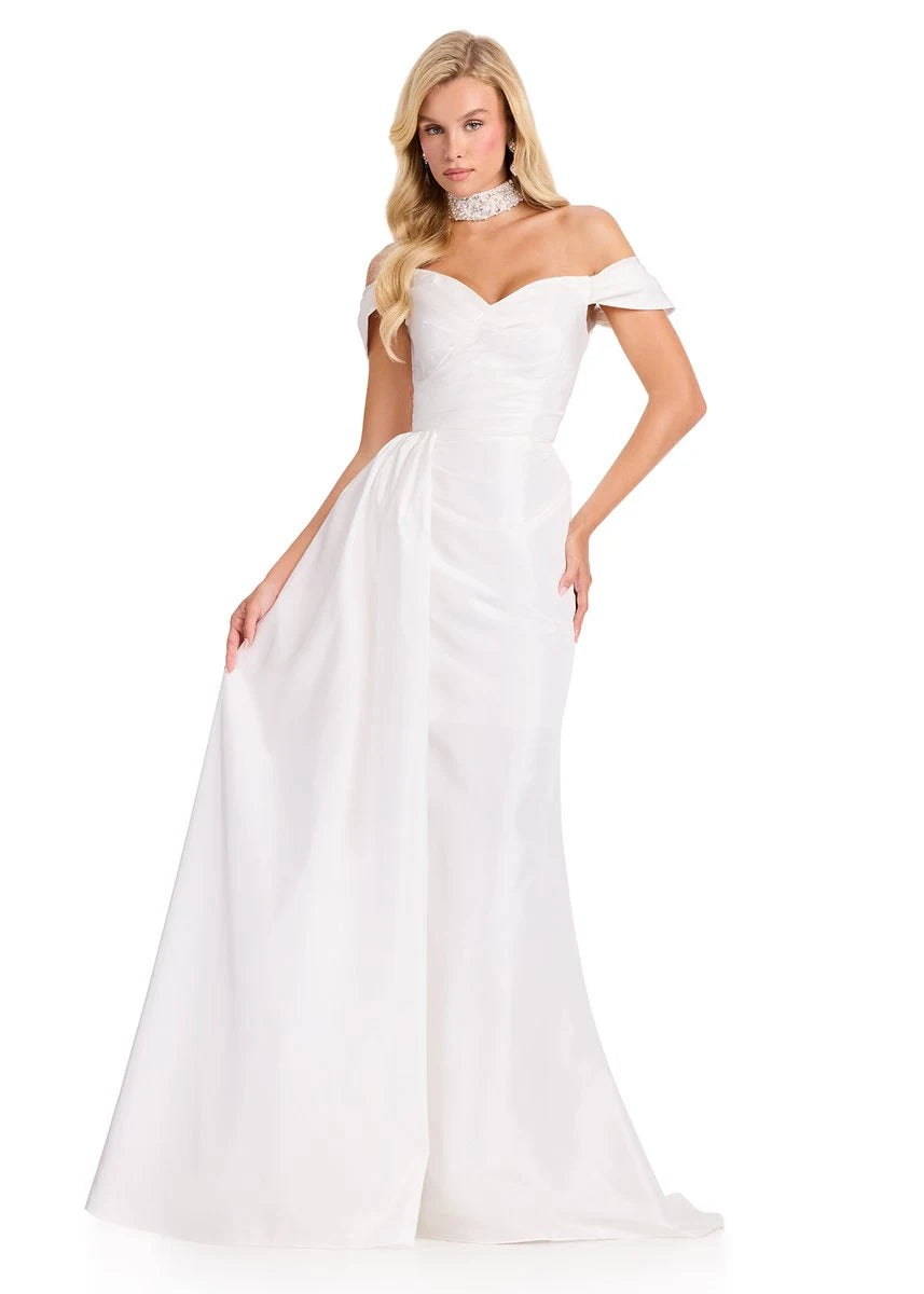 Elegant A-Line Off-Shoulder Sweetheart Classic White Floor-Length Prom Dresses Women's Gown