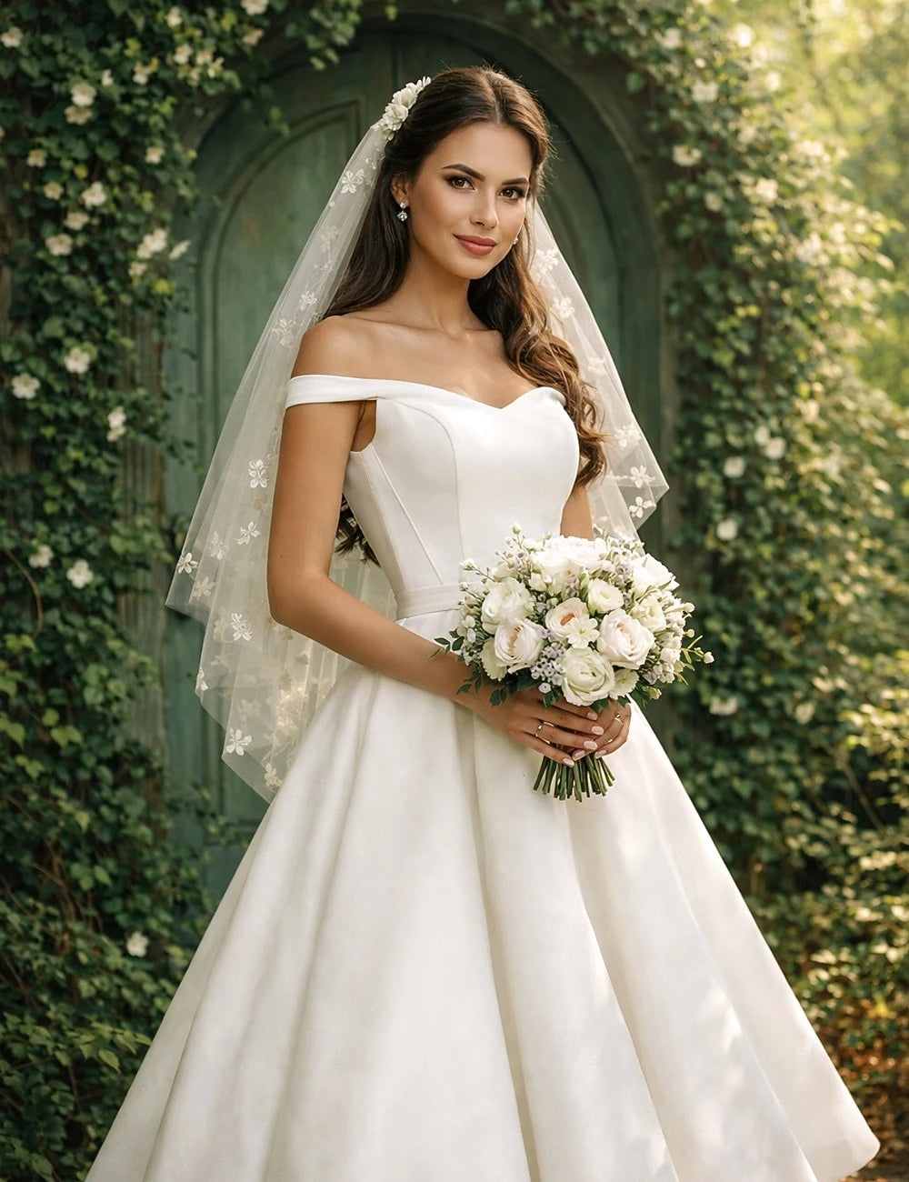 Elegant A-Line Off-Shoulder Sweetheart White Tea-Length Prom Dress