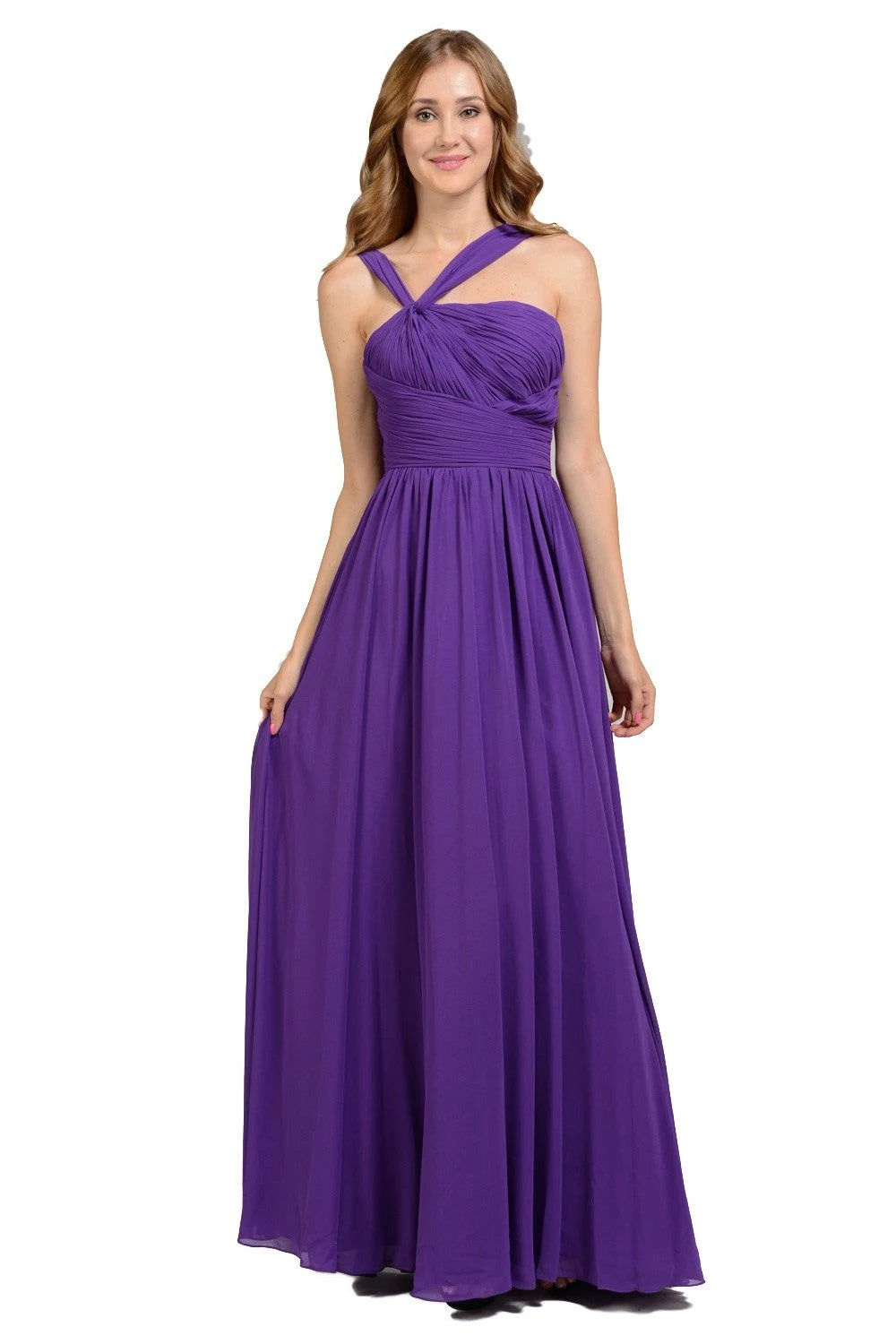 Elegant A-Line One-Shoulder Draped Chic Purple Floor-Length Prom Dresses Women's Gown