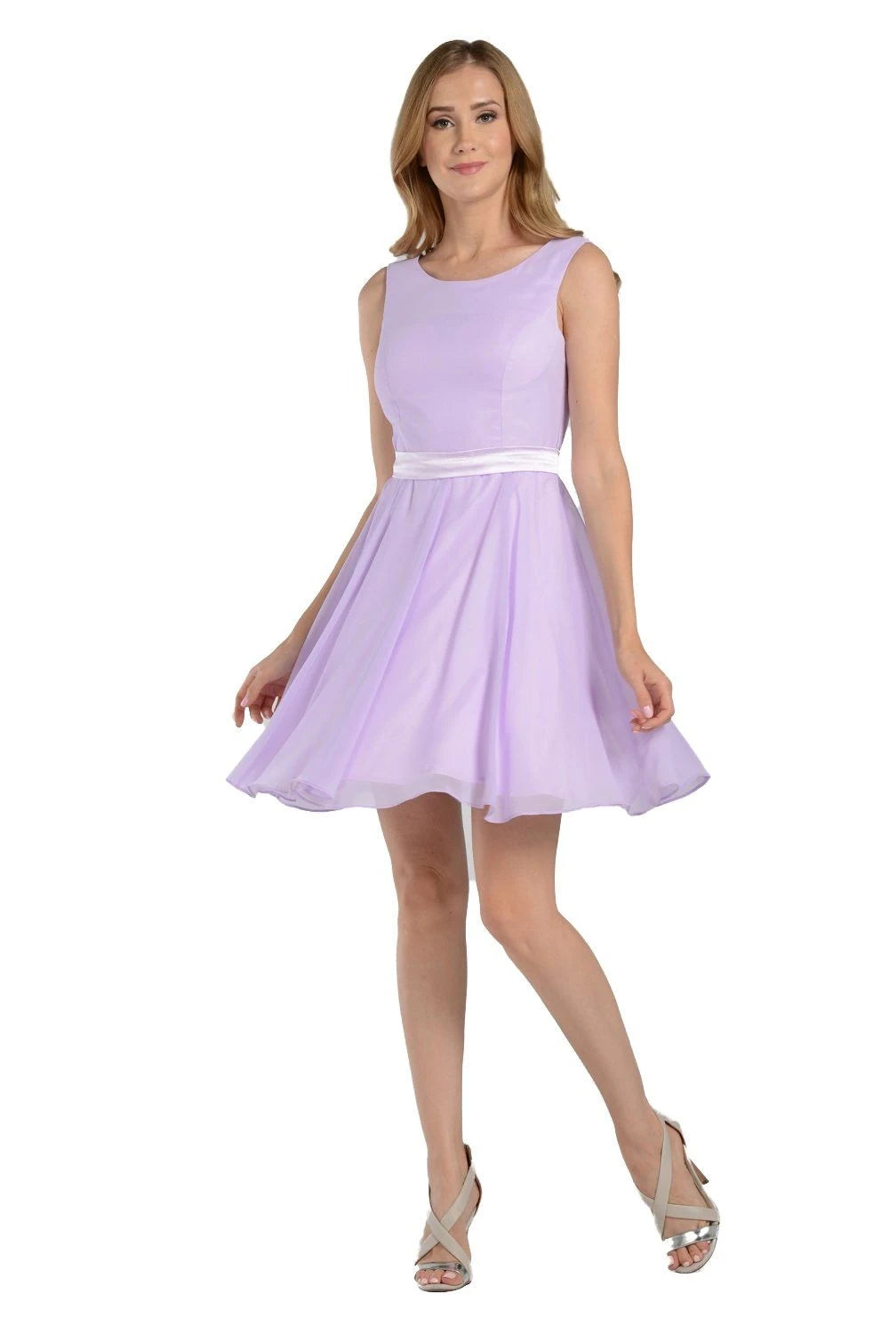 Elegant A-Line Scoop Neck Sleeveless Pleated Lavender Short Homecoming Dress for Women
