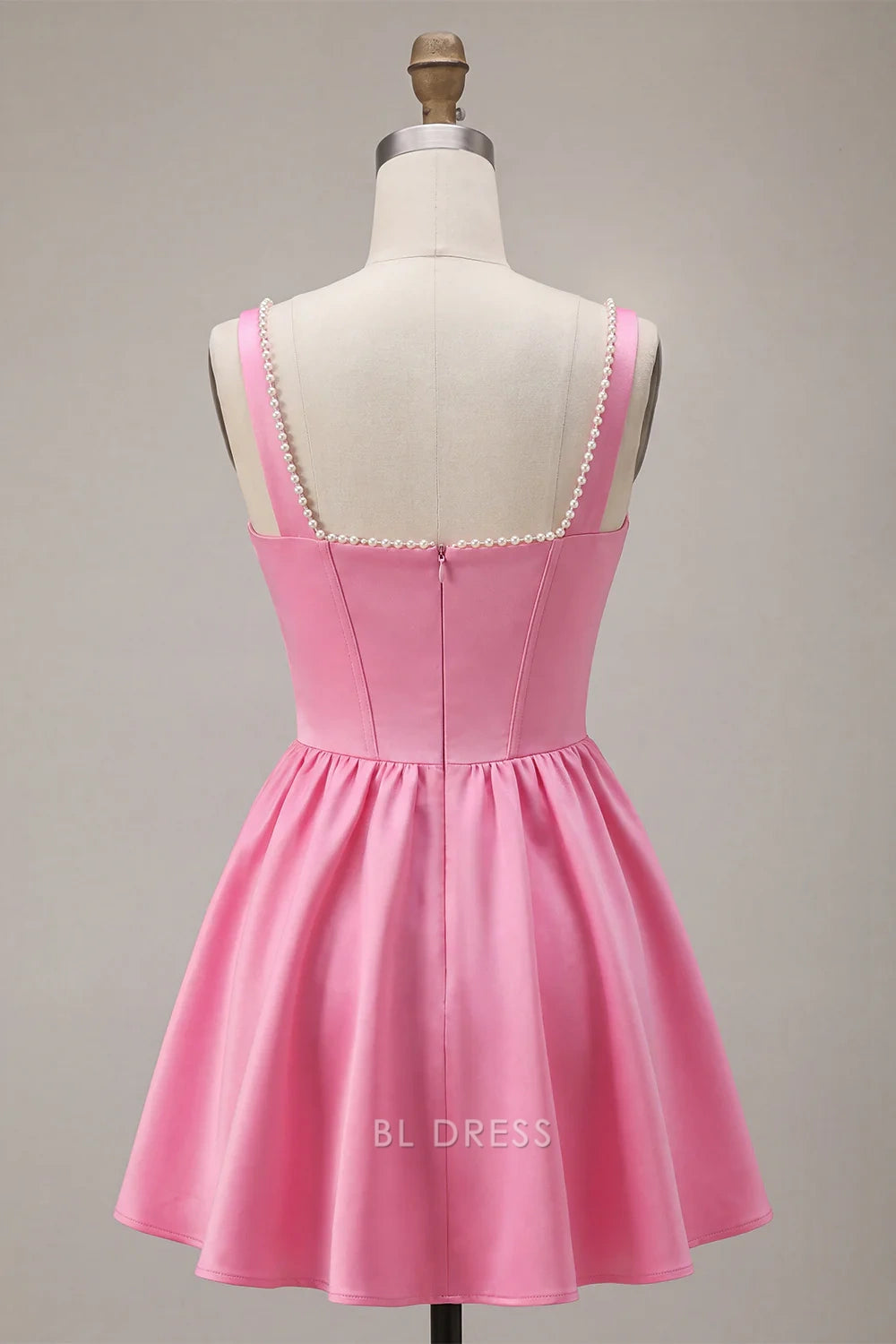 Elegant A-Line Square Neck Sleeveless Pearl Pink Short Homecoming Dress for Women