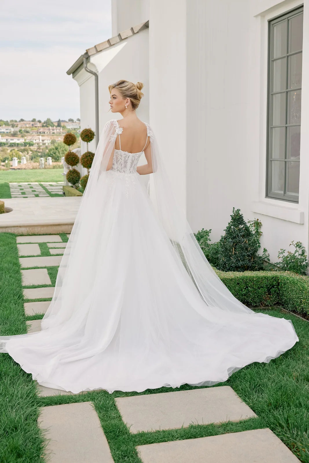 Elegant A-Line Square Neck Sleeveless Romantic Beaded White Floor-Length Prom Dress