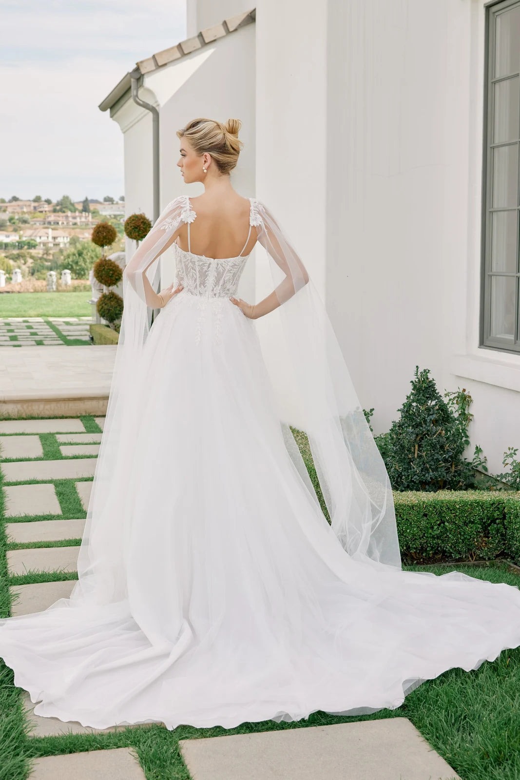 Elegant A-Line Square Neck Sleeveless Romantic Beaded White Floor-Length Prom Dress