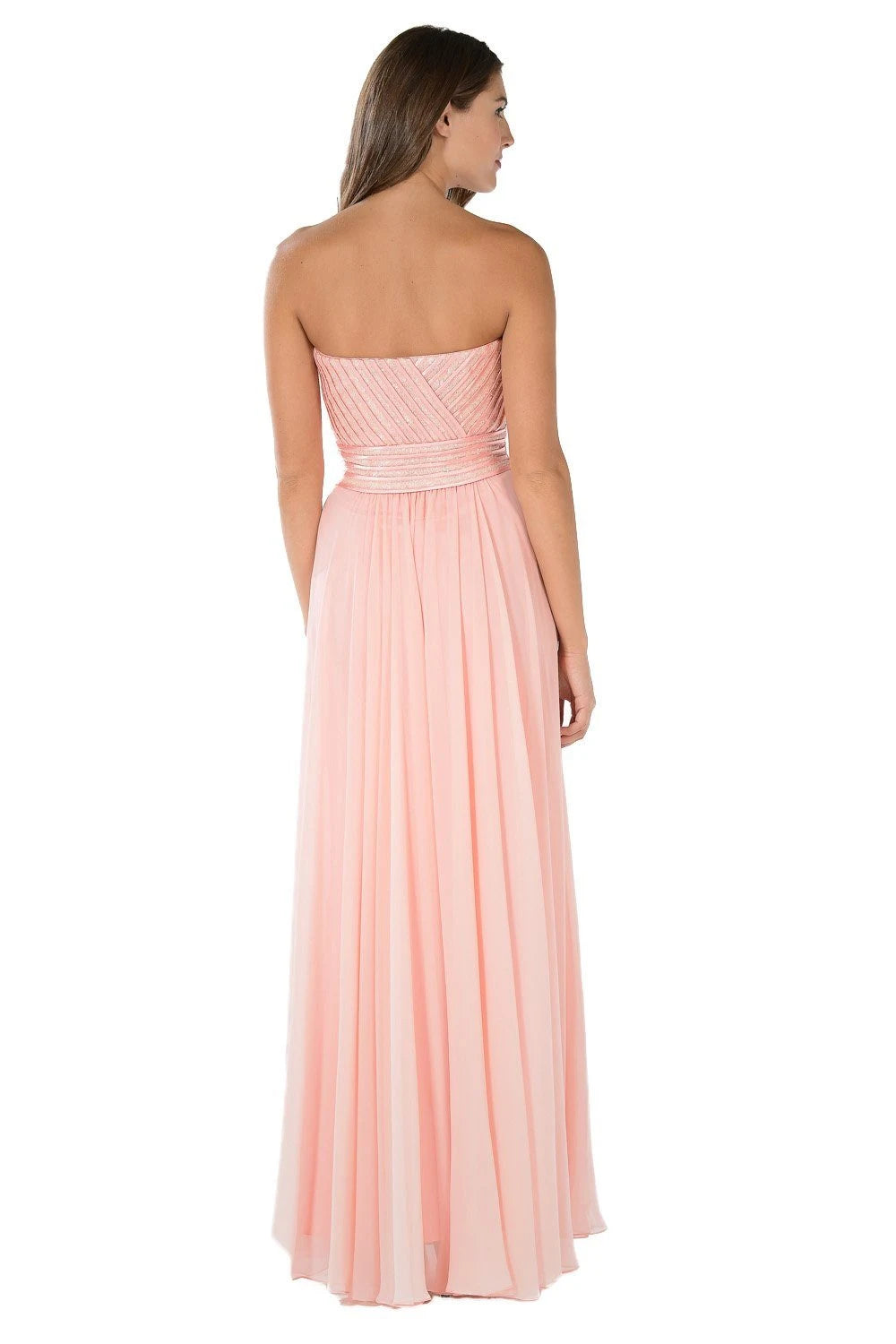 Elegant A-Line Strapless Criss-Cross Pleated Blush Pink Floor-Length Prom Dress
