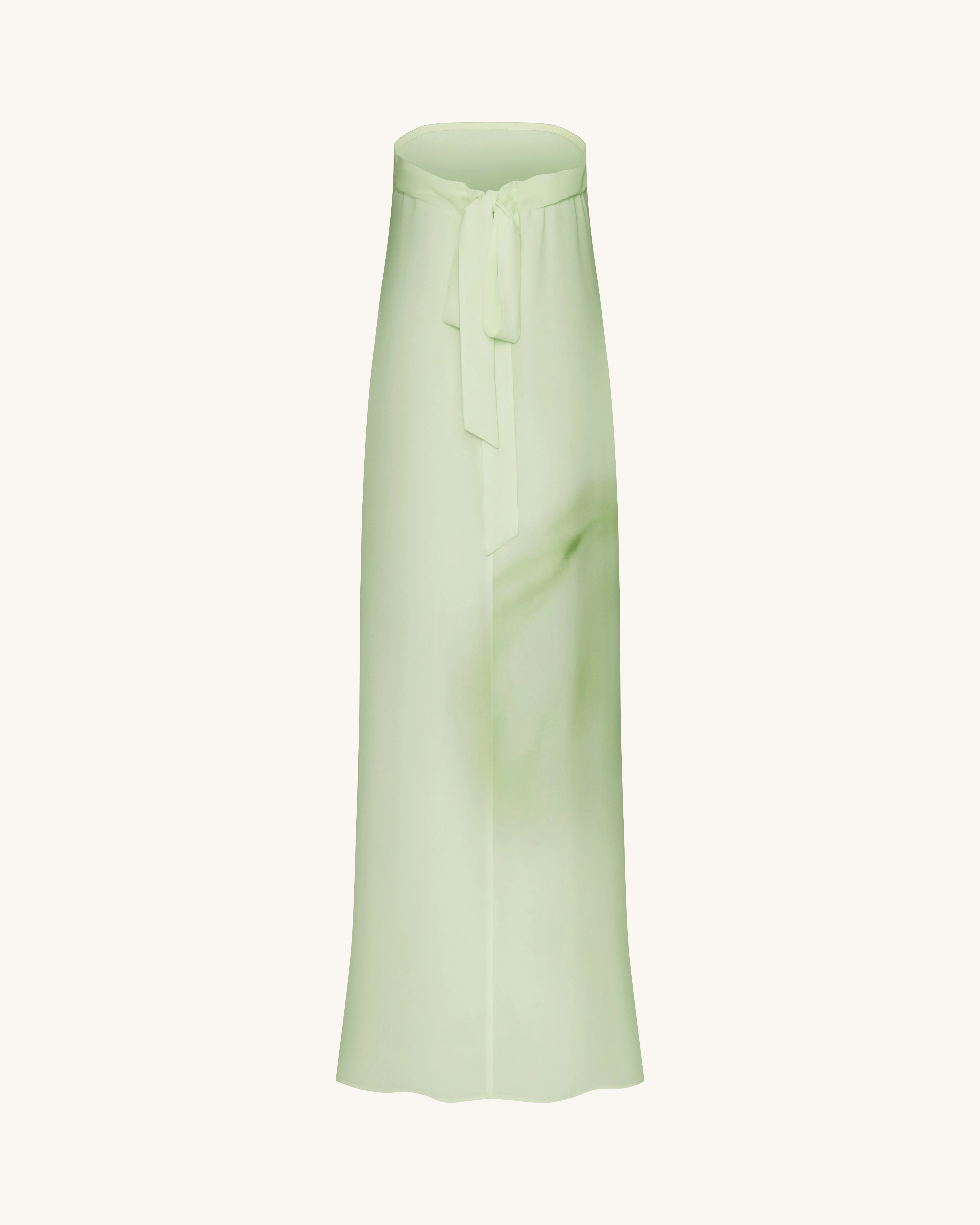 Elegant A-Line Strapless Sleeveless Watercolor Back Bow Mint Green Floor-Length Prom Dress