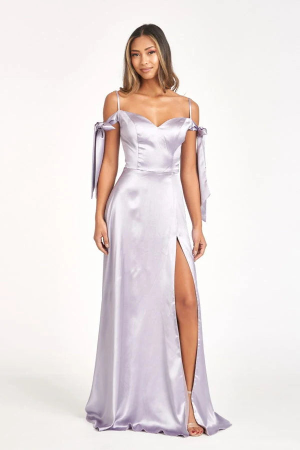 Elegant A-Line Sweetheart Off-Shoulder Flowy Lavender Floor-Length Prom Dresses Women Gown