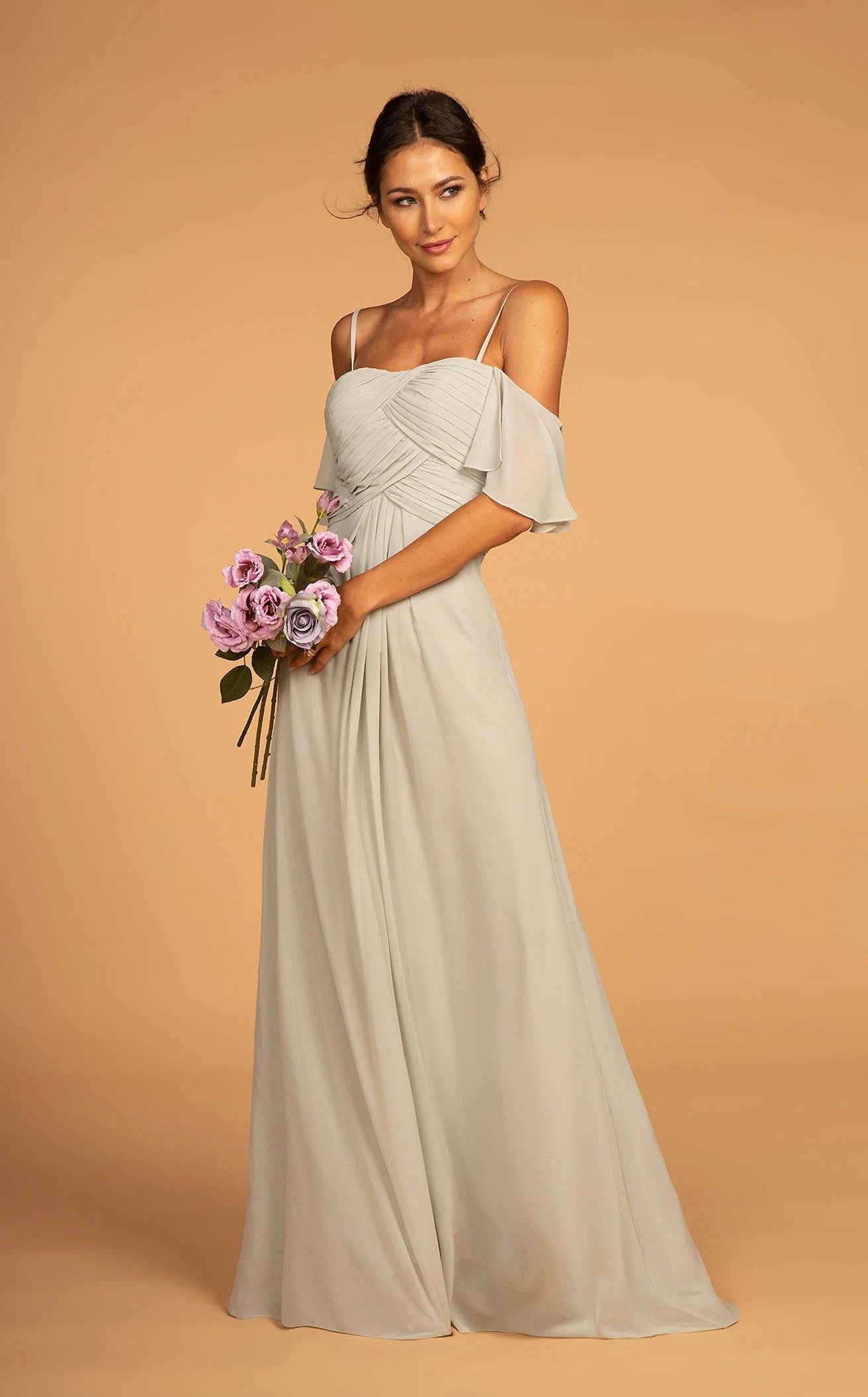 Elegant A-Line Sweetheart Off-Shoulder Pleated Sage Green Floor-Length Prom Dresses Gown