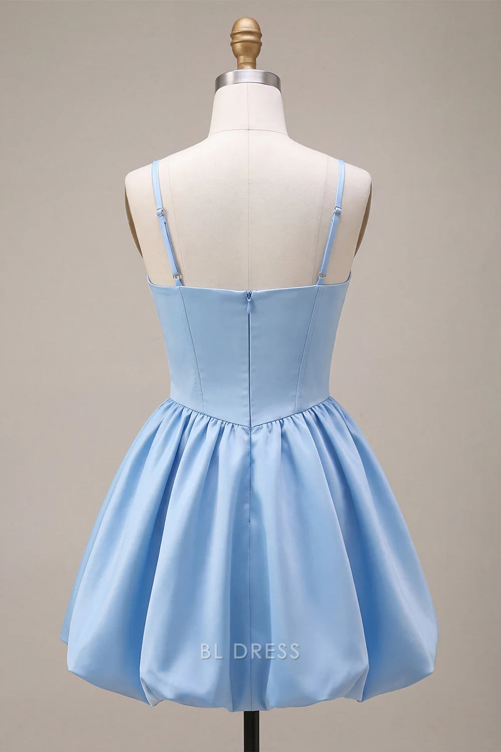 Elegant A-Line Sweetheart Sleeveless Bow Puffy Sky Blue Mini Homecoming Dress Women's