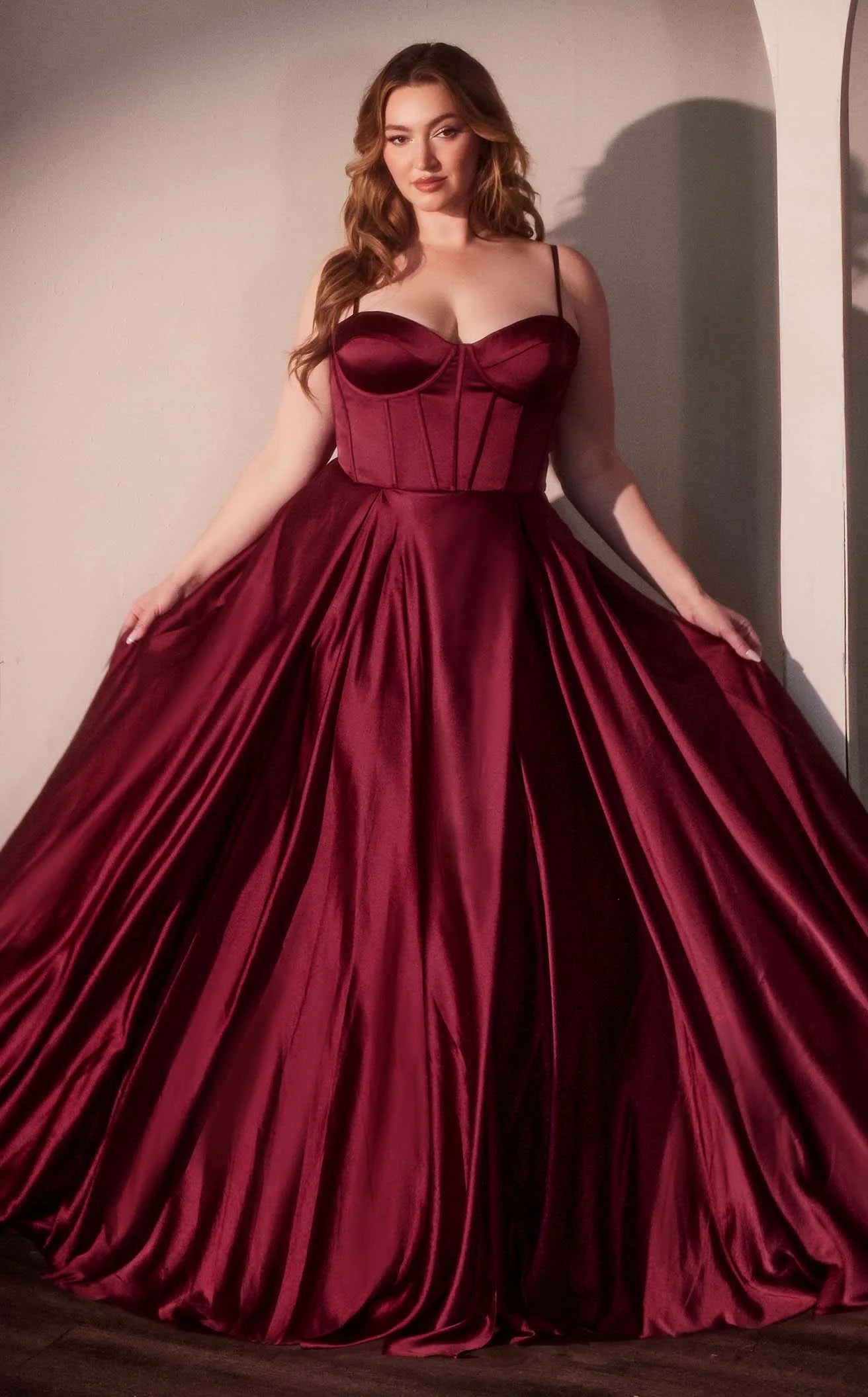 Elegant A-Line Sweetheart Sleeveless Corset Bodice Burgundy Floor-Length Prom Dresses Women's Gown