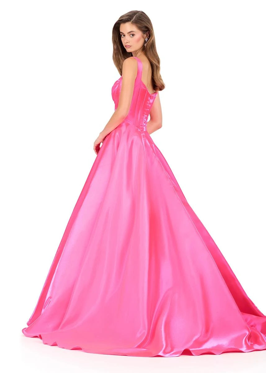 Elegant A-Line Sweetheart Sleeveless Corset Bodice Hot Pink Floor-Length Prom Dress Gown