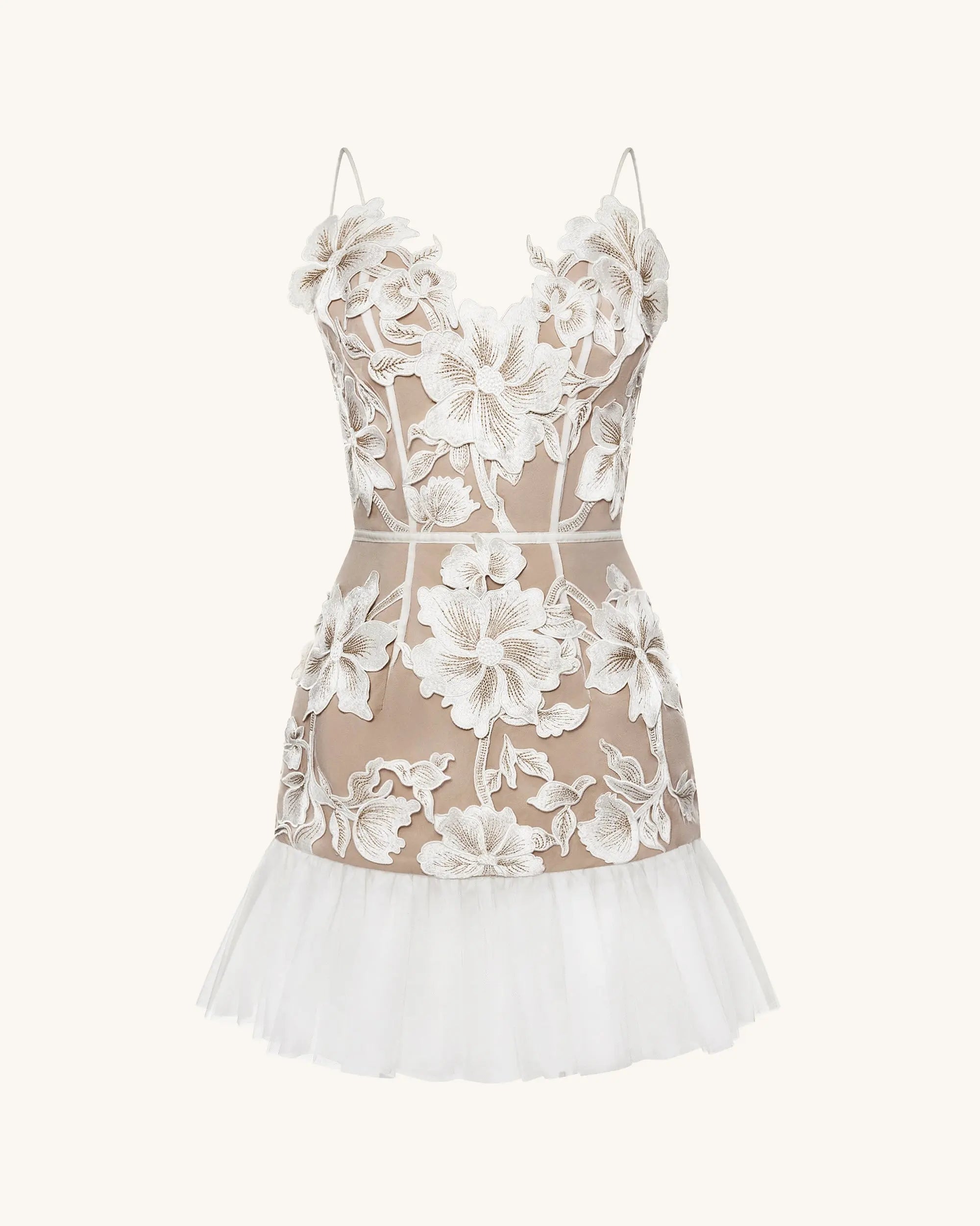 Elegant A-Line Sweetheart Sleeveless Embroidered Floral Nude Short Homecoming Dress Women's
