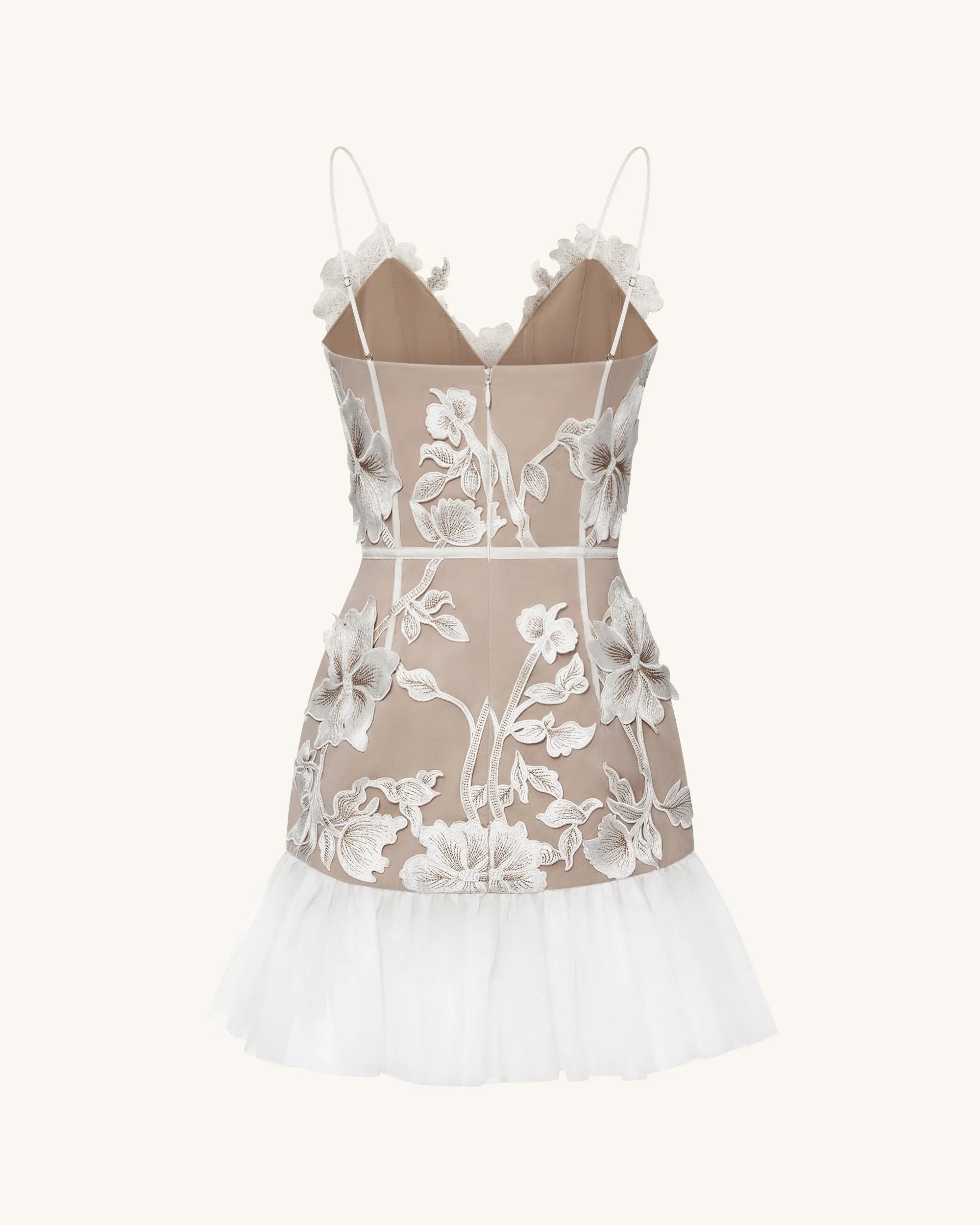 Elegant A-Line Sweetheart Sleeveless Embroidered Floral Nude Short Homecoming Dress Women's