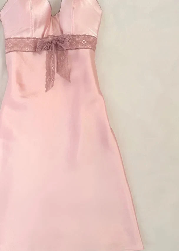 Elegant A-Line Sweetheart Sleeveless Lace Bow Pink Short Homecoming Dress