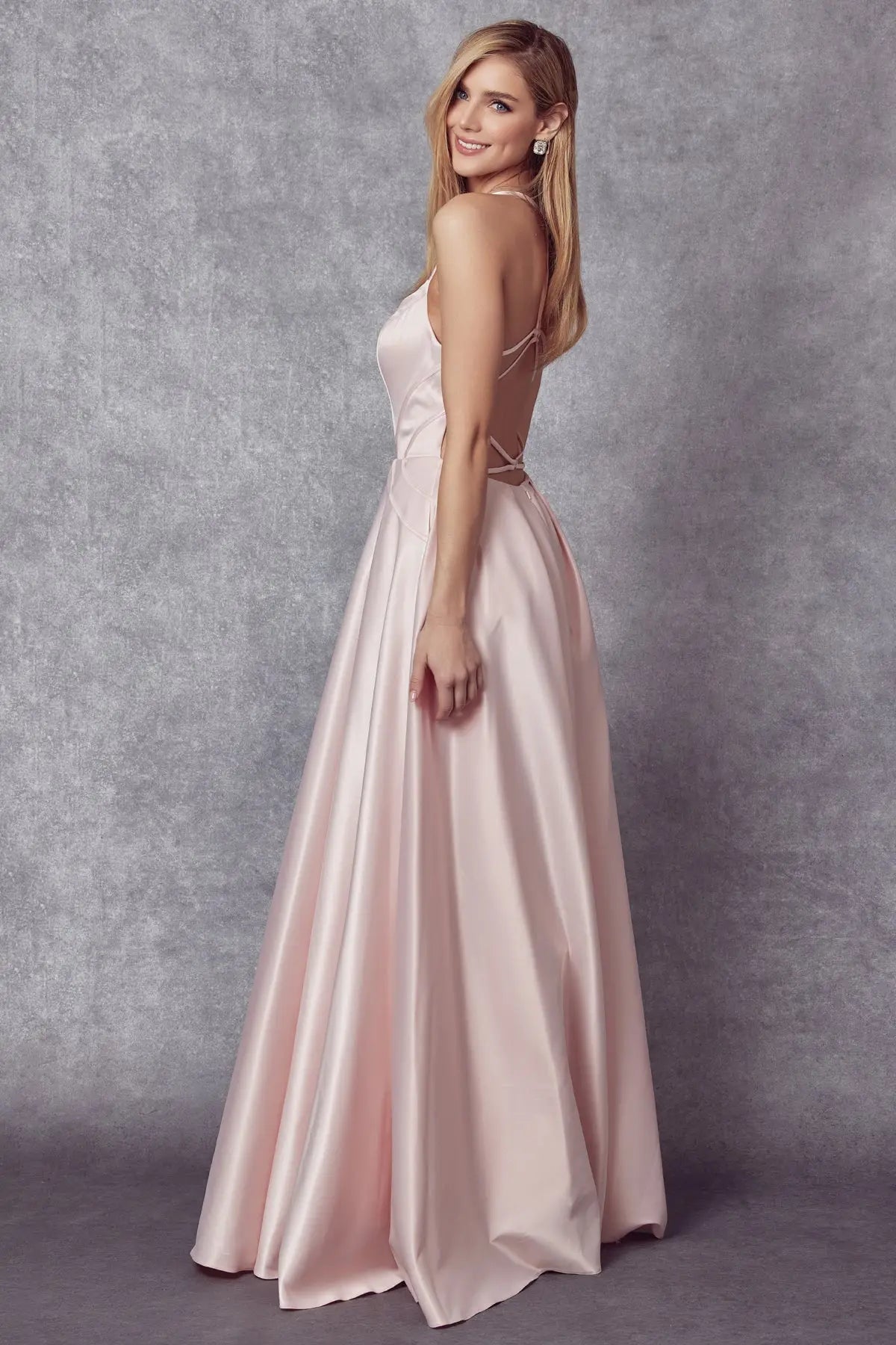 Elegant A-Line Sweetheart Sleeveless Pleated Backless Blush Pink Floor-Length Prom Gown