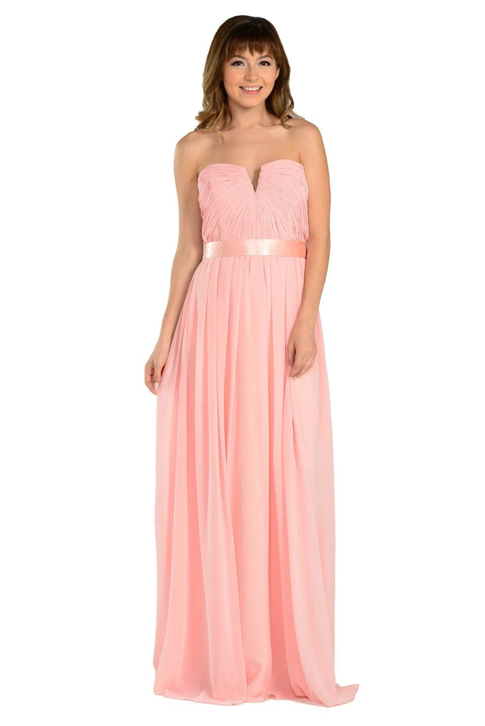 Elegant A-Line Sweetheart Sleeveless Pleated Flowy Blush Floor-Length Prom Dresses For Women