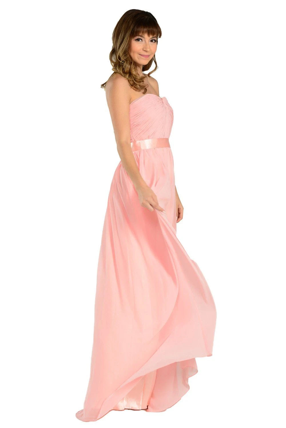 Elegant A-Line Sweetheart Sleeveless Pleated Flowy Blush Floor-Length Prom Dresses For Women